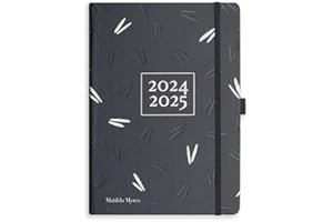 Matilda Myres 2024/25 Academic Diary - A5 Day a Page - Mid Year Diary - July '24 to July '25 - Document Storage Pocket - Black