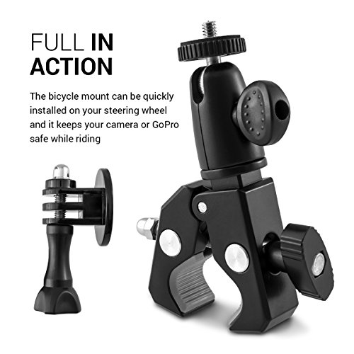 kwmobile Support Guidon v  lo Moto - Pied avec Rotation 360   pour cam  ra vid  o Appareil Photo - Fixation Pince - pour par ex  Nikon Canon Samsung Fujifilm