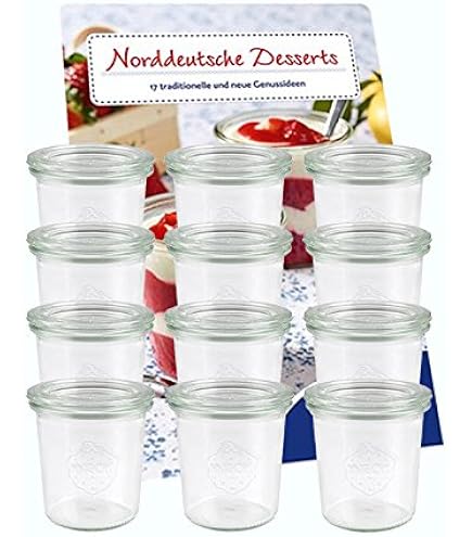 12 X 200 Ml Weckgläser Sturzform Mit Deckel – Ideal Zum Einmachen, Als Dessertglas Oder Deko