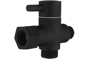 Tecmolog Desviador de 3 vías 3/8" Latón Válvula de Adaptador de Tres Vías para Ducha Bidet,Negro,DSF007DB