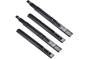 ANCHAK 2 pares Guías Laterales para Cajones con Rodamiento de Bolas Push to Open 40cm Extracción Total, Capacidad de Carga 45 kg, Negro