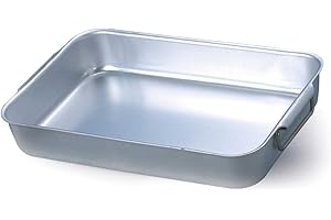 BALDASSARE AGNELLI Pentole Agnelli ALMA15040 Rostiera Rettangolare Alta Pesante ad Angoli Tondi con 2 Maniglie Snodate senza Rivetti, in Alluminio, 40x28x8 cm, Argento