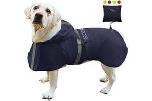 KOOGAL Waterproof Dog Raincoat with Hood Reflective Design with Leash Hole, Adjustable Reflective Jacket, Dog Rain Poncho, Breathable and Lightweight, Best Gift for Labrador (Navy Blue, 4XL)