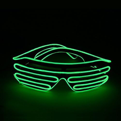 ROSE T EI Wire Neon Glasses LED Sunglasses Fashion EyeGlasses Light Up with Control Box Party Rave/ Christmas Halloween/ Wild Party Dance Ball/ Costume Party/ Concert (Green)