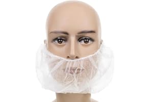 Omnitex Premium Lot de 100 masques à barbe jetables non tissés avec élastique pour barbe Blanc 12 g