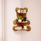 Qukwilaa Wooden Corner wall Shelf for Living Room & Kids Bedroom,Stylish Teddy Bear Shape Stand for Book & Home Decoration Ra