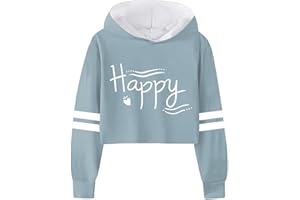 Tinarying Girls Hoodies & Sweatshirts Girls Kids Casual Loose Active Full Sleeves Hoodies Sweatshirts Hooded Short Pullover Letter Print Striped Teen Crop Tops Girls Tops