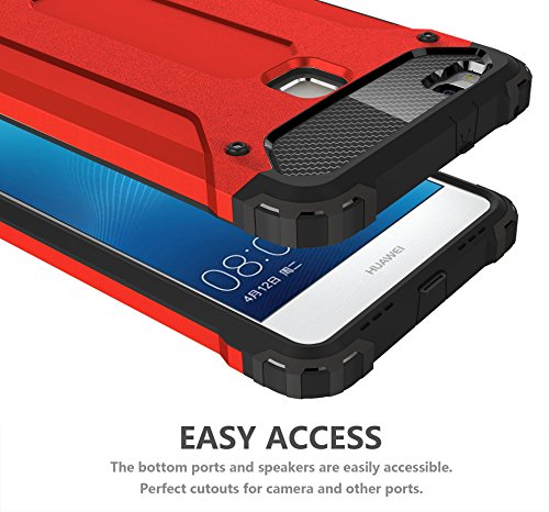 PASONOMI Huawei P9 Lite Funda   Pesada   Doble Capa  Carcasa de Protecci  n Hibrida Armadura Funda para Huawei P9 Lite  Rojo 