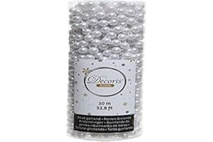 DECORIS Perlenkette 8mm x 10 Meter Weihnachtsbaum Deko Christbaumschmuck weiß winterweiß