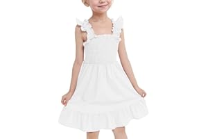 JiAmy Dziewczęce sukienki letnie ramiączka sukienki z marszczoną elastyczną talią wielowarstwowa sukienka z falbanką linia A dziewczęce sukienki maxi dla dzieci na co dzień dla dzieci w wieku 4-12 lat