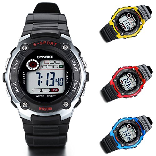JewelryWe Kinder Armbanduhr, Studenten LED Digital Elektronische Sport Uhr Multifunktions-Uhr Watch mit Silikon Armband, 4 Farben