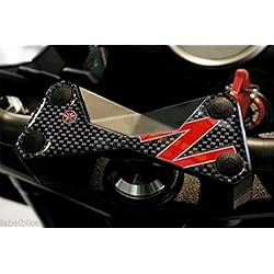 Protection 3D Plaque Fourche Compatible pour Moto Kawasaki Z750 Z1000 - Carbone Rouge