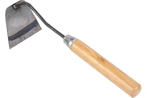 Michear Weeding Puller Garden Hoe Hand Tool,Stainless Steel Hand Hoe with Wood Handle Multipurpose Transplanting,Loose Soil Tool,Pulling Tool,Planting Vegetables Farm Tool (Square hoe)