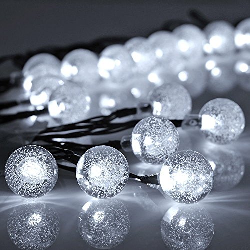 ANKOU 30er LED Lichterkette Solar Globe Party Garten Kugel Außen Außenbereich 6 Meter Weiss - 2