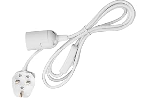 Wowsale Pendant Light Ceiling Lighting Fitting, E27 Lamp Holder Suspended Pendant Light Fitting Kit, 2 Core Gold Fabric Cable Plug with On/Off Switch- UK Plug (White, 3m)