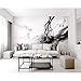 Price comparison product image Finloveg Modern Minimalist Black and White Mural Wallpaper Nordic Style Smoke Tv Background Wall Murals 3D Wallpaper-400X280Cm