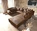 Produktbild Sofa Clovis erweiterbares Modulsofa Eckcouch Wohnlandschaft (Sofa mit Hocker + Armlehne, Braun)