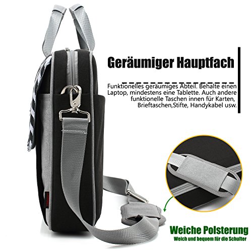 CoolBELL 17 3 Zoll Laptop Tasche Nylon Schultertasche mehrfach Abteil Messenger Bag Handtasche Tablet Aktentasche f  r Laptop   Tablet   Macbook Schwa
