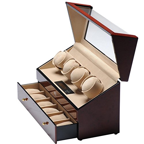 jianbo123 Automatikuhren Automatische Uhren 4+6 Drehende Uhrenbeweger Uhrenbox Watch Winder Selbstaufziehende Uhrmacherwerkzeug Uhrenaufbewahrung Winders Uhrenkasten Uhrenschatulle , red