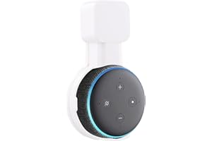 MINJUNA Wall Mount Holder for Echo Dot 3rd, Socket Stand for Amazon Echo Dot 3rd Generation, Smart Home Speaker Hanger for Kitchens Bathroom Bedroom, Built-in Cable Management without Messy Wires (white)