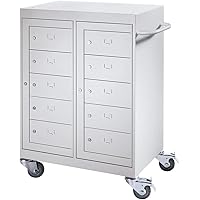 Laptopschrank | Mobil | 10 Fächer | Lichtgrau - Laptoplocker Laptopschrank Laptopschränke Laptoptrolley Laptoptrolleys…