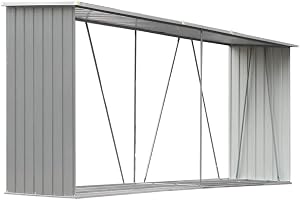 vidaXL Vedskjul i galvaniserat stål 330x84x152 cm