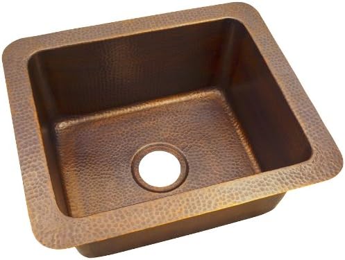 The Copper Factory CF162AN Solid Hand Hammered Copper 18-Inch by 12-Inch Single Bowl Drop-In/Undermount Sink, Antique Copper by The Copper Factory