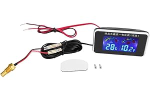 KIMISS Auto Thermometer ometer 2 STÜCKE 12 V/24 V/36 V Auto Lcd-bildschirm Voltmeter + 10mm Wasserthermometer Sensor