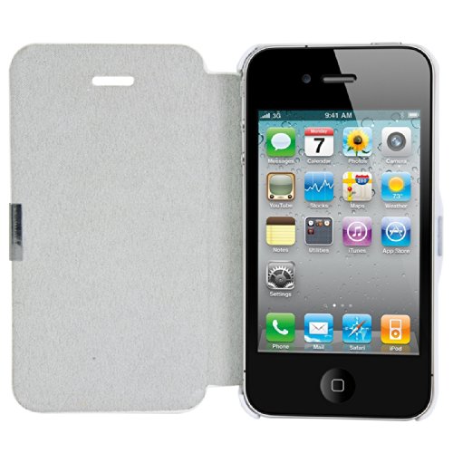 kwmobile Funda para Apple iPhone 4   4S - Carcasa con  Tapa Tipo Libro  para m  vil - Case Protector en  Blanco 