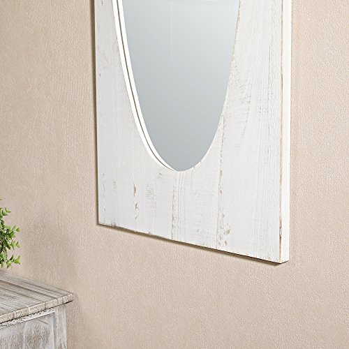 92CM Shabby Holz Spiegel Wandspiegel weiß Antik look Deko Spiegel Flurspiegel - 3
