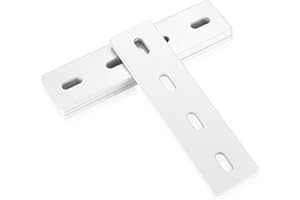 SIGULIKEJI 4 Pcs Plaques Perforées, Equerre Metal Perforées, Platine Plaques d'Assemblage Perforée Plates, Plaque Metal Plaque Perforée avec 4 Fentes, Connecteur de Réparation de bois, Blanc/155x38 mm