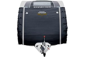 Caravan Defender Universal Front Towing Cover with LED Lights – Window Protection with Fleeced Backing Accessories for Caravans – Dark Grey (Dark Front)