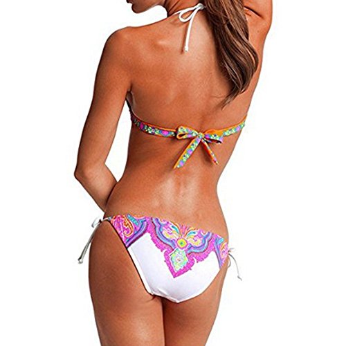 Aidonger Sexy Damen Push-up Cups mit Ringe Bunt Drucken Bikini-Sets Hot Frauen Brustpolster Cups Bademode Badeanzug - 2