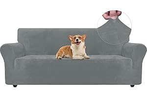 Ystyle Funda Sofa 3 Plazas, Fundas para Sofa Terciopelo, Fundas Sofa Ajustable, Cubre Sofa Elastica, Protector Sofa Gatos Arañazo Y Perros Mascotas, Funda Sofá con Reposabrazos, Gris Claro