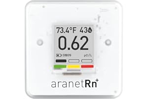 SAF Aranet Détecteur de Radon pour la Maison : Mesure 10 Min, température, humidité Relative, Pression, Affichage e-Ink, Batterie de 7 Ans, Portable avec Application Gratuite