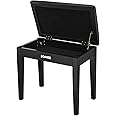 Donner Piano Bench Keyboard Stool, Solid Hard Wooden Digital Piano Stool with Large Storage, Black