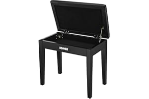 Donner Piano Bench Keyboard Stool, Solid Hard Wooden Digital Piano Stool with Large Storage, Black