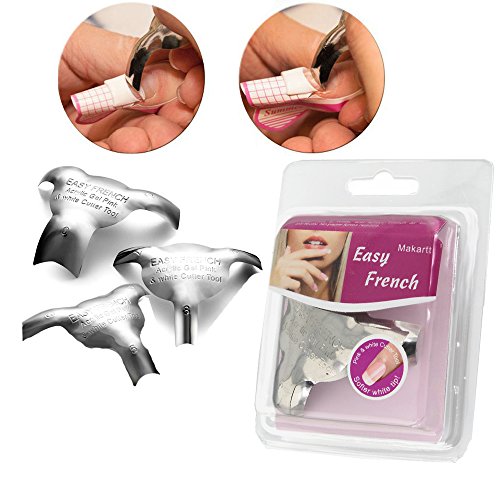 MAKARTT®Acrylic Gel Pink White Cutter Tool REGULAR C Triple Tips 3pcs Cut Metal Nail Cut Easy French Edge Nails Trimmer
