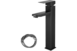 NTMAICHY Basin Mixer Taps Matte Black, Water Mixer Faucet Hot& Cold Water Mixing Tap Bathroom Basin Faucet Standard Hoses Hot and Cold with Single Lever 12.2in/31cm