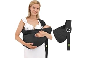 SHSYUE Baby Carrier Sling, Infants Soft Carriers for Newborn Toddlers Sling Wrap Front and Back, Ergonomic Design 4 in 1 Multi-Functional Breathable Adjustable Hug Strap for Babies (Black)