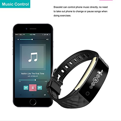 AsiaLONG Fitness Armband Mit puls Bluetooth Fitness Activität Tracker Schrittzähler Armbanduhr mit Herzfrequenz / Schlafanalyse / Kalorienzähler / SMS SNS Wecker Vibration für Android und IOS Handys - 9