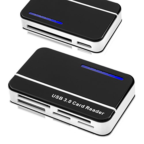 kwmobile USB Kartenleser All in One, Card Reader mit USB 3.0 zum Lesen von SD, MMC, Compact Flash und weiteren. Kartenlesegerät in Schwarz
