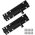 Door Lock Bolts Security Slide Latch Lock Barrel Bolt Strong Stainless Steel Matte for Bathroom, Bedroom, Gates, Shed, Garden - Door Latch Slide Bolts Lock with Screws(2pcs,Black)