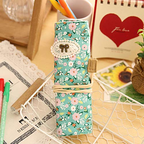 Zhangming WJH cancelleria creativa della tela di stile pastorale floreale del rullo di matita della penna del sacchetto della cassa for la scuola di forniture for ufficio (colore rosa)