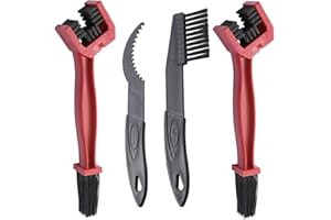 MGIA TECH Brush Cleaner Bike Motorcycle Chain Cleaner Brush(PACK OF 4),3 IN 1 Durable Bicycle Chain Gears Maintenance Cleaning Brush All Type Chain Gears MGIA-Brush SET(RED&RED) x2pcsBlk scraper