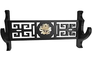 BAIWANLIN sword Holder stand Rack wall mounted display samurai Katana Wakizashi Knife scabbard Dragon pattern black1-4 Tiers,1Tier