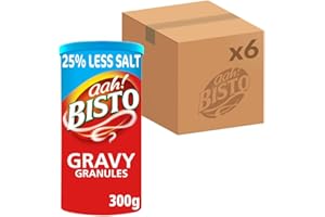 Bisto Flavoursome & Delicious Reduced Salt Beef Gravy Granules for Hearty Family Mealtimes, 300 g Drum (Pack of 6)
