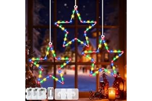 MKAKYES Stella di Natale Luminosa, 3 Pezzi 45 LED Luci Natale Stelle a Batteria con Timer, 8 modalità Stella Luminosa Natale da Esterno, Impermeabile, per Esterno Interno Finestre Poggiolo