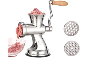 Hanchen Tritacarne Manuale Acciaio Inox Insaccatrice per Salsicce Domestico Commerciale con Dischi da Taglio 6/8mm Imbuto Ventosa per Pollo Maiale Manzo Verdure
