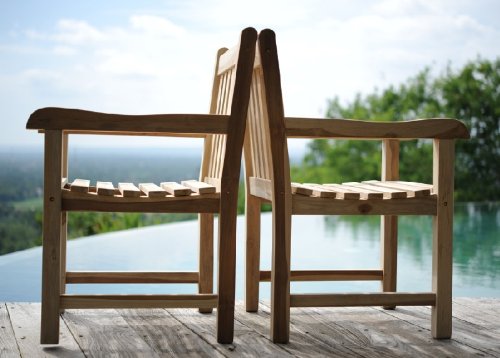 SAM® Teak-Holz Gartensessel, Gartenstuhl, Sessel mit Armlehnen, aus Massivholz, ideal für Balkon, Terrasse oder Garten, angenehmer Sitzkomfort - 4